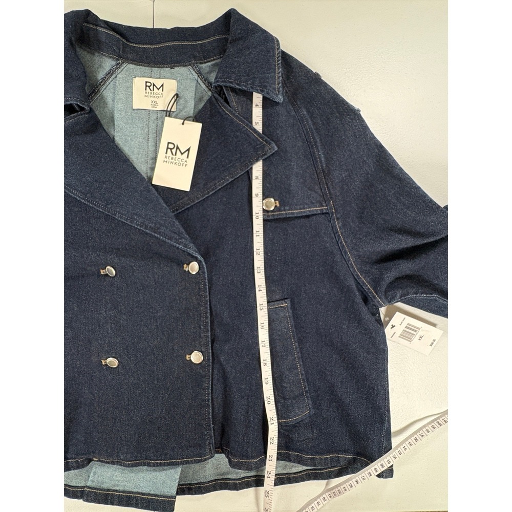 Rebecca Minkoff Blair Wash Denim Jacket XXL – Double Breasted Snap Front - NWT - Picture 6 of 8